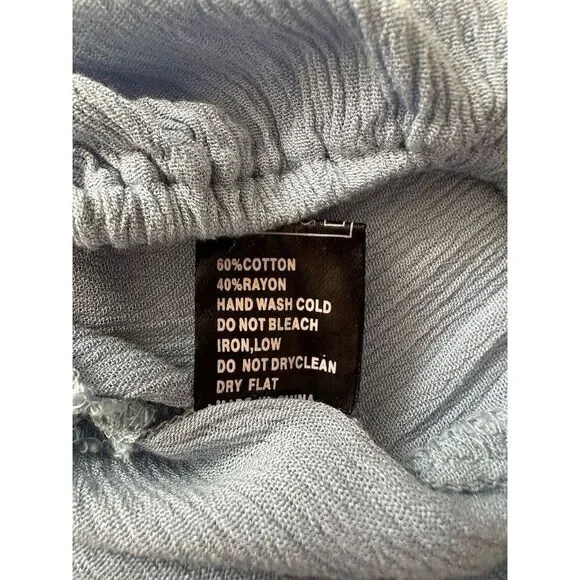 POL Women's Boho Lace Peasant Blouse Light Blue V-Neck Long Sleeve S - Picture 5 of 6